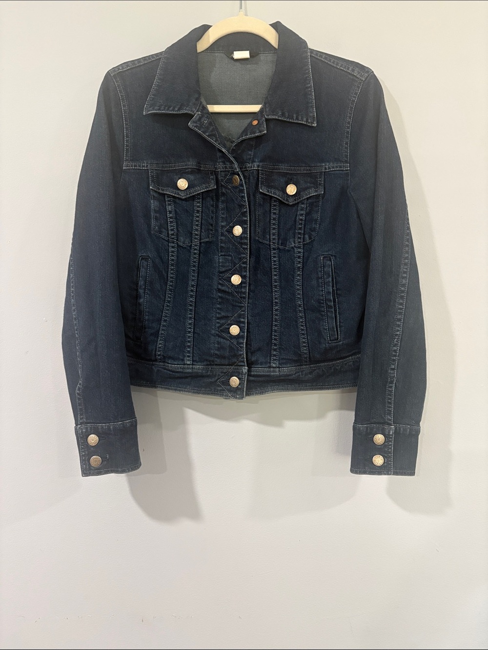 J- CREW DARK INDIGO TRUCKER JEAN JACKET SIZE /M